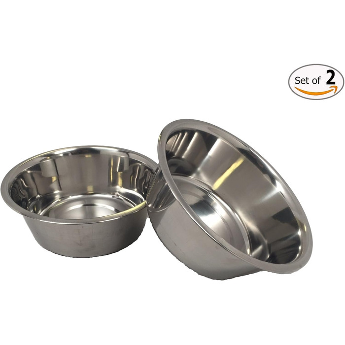 Миска для собак Top Dog Chews, набір, нержавіюча сталь, 20,3 см, 1,8 л (8 чашок), без наліпок