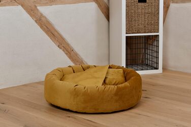 Килимок для собак Luxus Denver | гігієнічний, миється | розмір M (для маленьких та середніх собак) | затишна печеринка з пакетиками для відходів | діаметр 68 см (90 см, гірчичний)