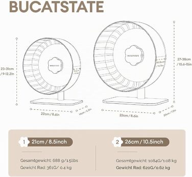 Колесо для хом'яка BUCATSTATE прозоре 21 см, тихе, антиковзне, для гри та бігу