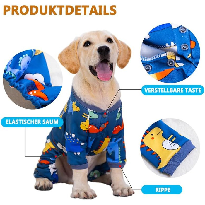 Піжама для собак з флісовою підкладкою, мила піжама з сердечком для собак, комбінезон-піжама для цуценят, теплий м'який одяг для домашніх тварин на відпочинок для маленьких, середніх та великих котів та собак (Блакитний, XXXXXL)