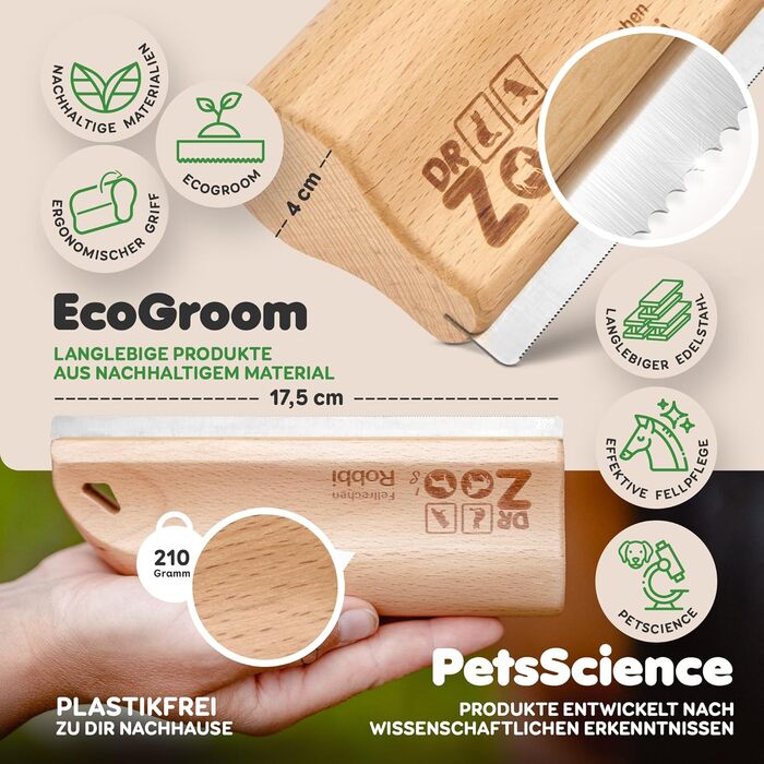 Дзеркало для коней Robbi – ефективний гребінь для зміни хутра – ідеально підходить для короткошерстих, підшерстка та догляду за конями – ергономічна щітка з нержавіючої сталі для легкого гребінню