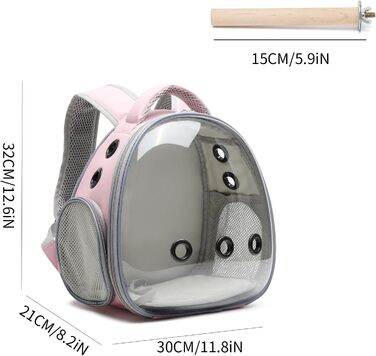 Рюкзак для тварин Ioview: переноска для хом'яків, морських свинок, птахів, котів, собак, черепах, кроликів та інших дрібних тварин. Рожевий, з аксесуарами