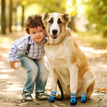 Взуття для собак, 4 шт. Водонепроникні чоботи для собак з антиковзкою підошвою та світловідбиваючим кріпленням, для маленьких, середніх та великих собак (XXL, Синій)