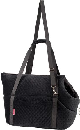 Чорна сумка-переноска для собак та котів, M, 38x28x28 см, Velvet (штучна замша)