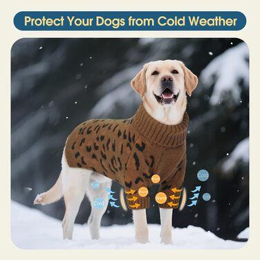 Теплий в'язаний пуловер для собак середніх та великих порід ROZKITCH, розмір L (довжина спини 40 см), колір хакі