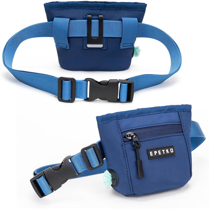 Сумка для ласощів для собак з міцним магнітним закриттям, для тренувань, з дозатором кульок, глибокий синій колір