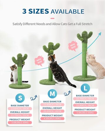Дряпка для котів Made4Pets Кактус 55,1 см, з натурального сизалю, для кошенят, з іграшками, для дому