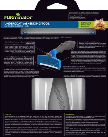 Щітка FURminator для собак з довгою шерстю (розмір L) для видалення підшерстя, 1 шт.