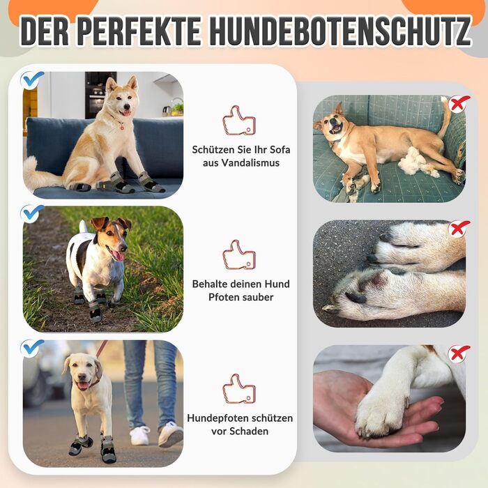 Взуття для собак SlowTon: 4 шт. захист лап, дихаючі собачі чоботи для вулиці з неслизькою підошвою, регульовані світловідбиваючі липучки. Підходять для маленьких, середніх та великих собак, сірий колір.