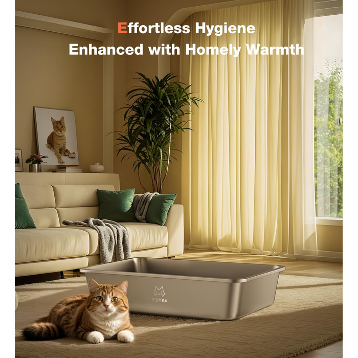 Котлочистка для котів ValuePro, нержавіюча сталь, XXL, 45x35x15 см, безперешкодна, антипригарне покриття, без запаху, легко мити