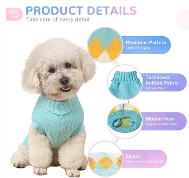Теплий зимовий пуловер для собак, в'язаний, для великих собак, підходить як халат, блакитний, розмір XL