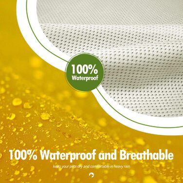 Жовтий дощовик для собак середніх та великих порід Zellar Hunderegenmantel 4XL, водонепроникний, з капюшоном та світловідбиваючими смугами