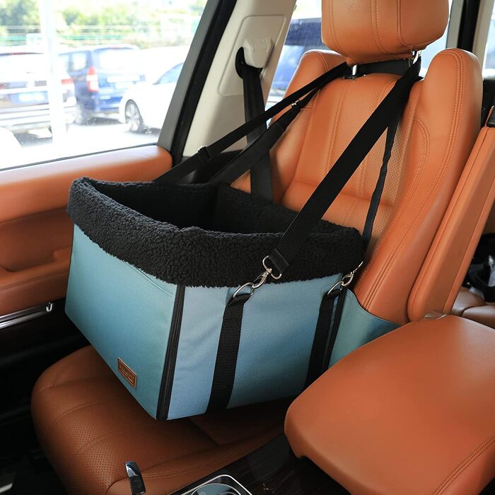 Автомобільний лежак для собак - міцний, знімний флісовий вкладиш, для маленьких та середніх собак, синій