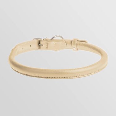 Шкіряний ошийник для собак CollarDirect, круглий, м'який, з роликом, ручної роботи, з натуральної шкіри, чорний, червоний, фіолетовий, синій (бежевий), розмір 15-18 см