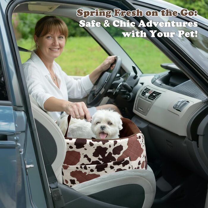 Автокрісло для собак - захист від зіткнень, антиковзаюче, захищає салон авто, знімне та пральне, коричневе