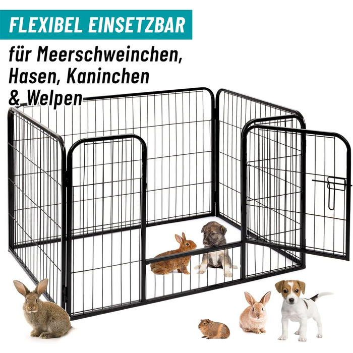 VOSS.PET Вольєр для цуценят XXL з ванною, огорожа для тварин, вольєр для дрібних тварин 108x73x70 см