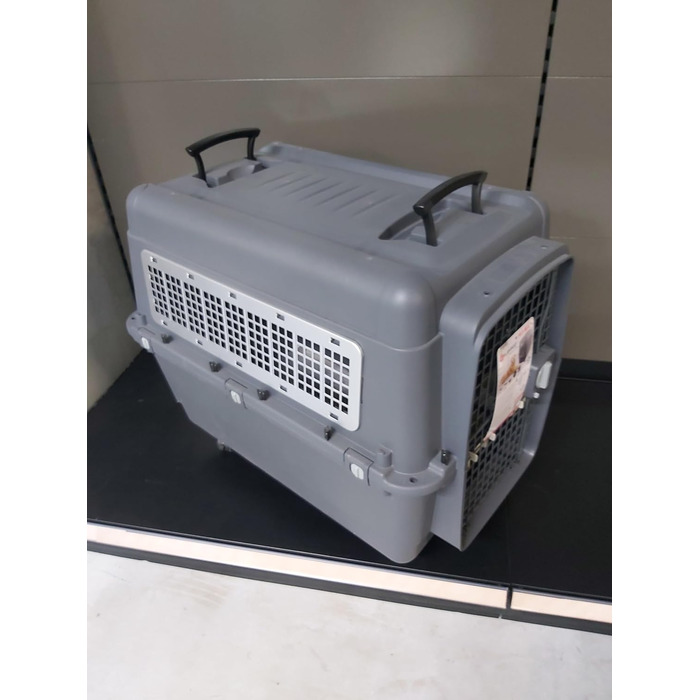 Клітка-переноска для собак Flamingo Lanta – темно-сіра | Розмір L (56 × 80 × 59,5 см) | Безпечна, практична та комфортна переноска для вашого собаки