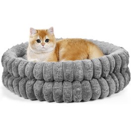 М'яке ліжко для котів та маленьких собак, 50 x 20 см, круглої форми, сірого кольору (S)