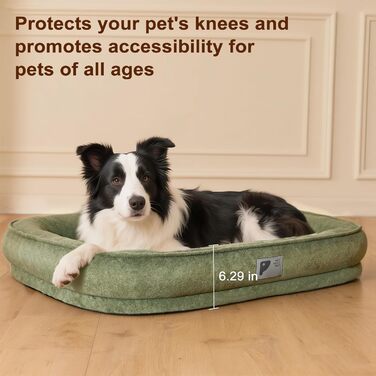 Ортопедичне ліжко для собак великих порід, зелене, XXL, знімний чохол, неслизьке дно
