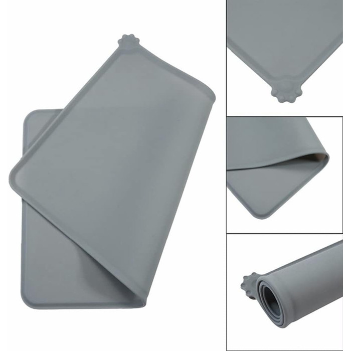 Силіконовий килимок під миски для собак та котів, Fressnapf, вологостійкий, неслизький, сірий, 47x30 см