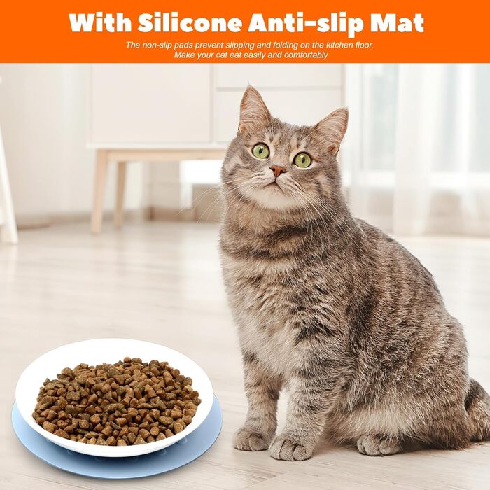 Набір мисок для котів з кераміки (3 шт.) з антиковзкими килимками, миски для корму котів, собак, кроликів, керамічні миски для їжі