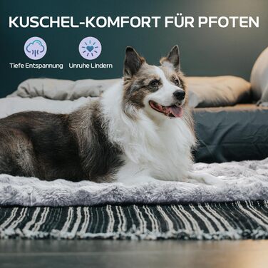 Лежак для собак Mora Pets, м'який, флісовий, сірий, 107x71 см, протиковзкий, для малих, середніх і великих порід, праний