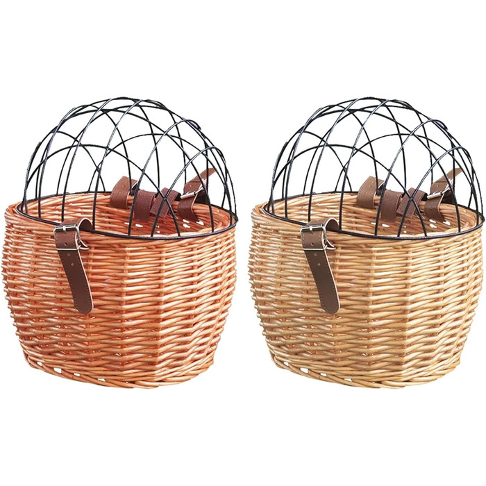 Корзина на кермо велосипеда для собак та котів, ручної роботи, плетіння, з кришкою, велосипедна сумка, аксесуари для велосипеда (A Camel)