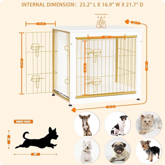 Клітка для собак DWANTON 001WE, меблевий стиль, дерев'яна, для дому