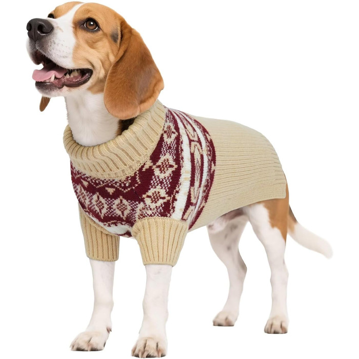 Светр для собак IECOii з коміром-мотоциклом, теплий, бавовняний, хакі, L (обхват грудей 53 см)