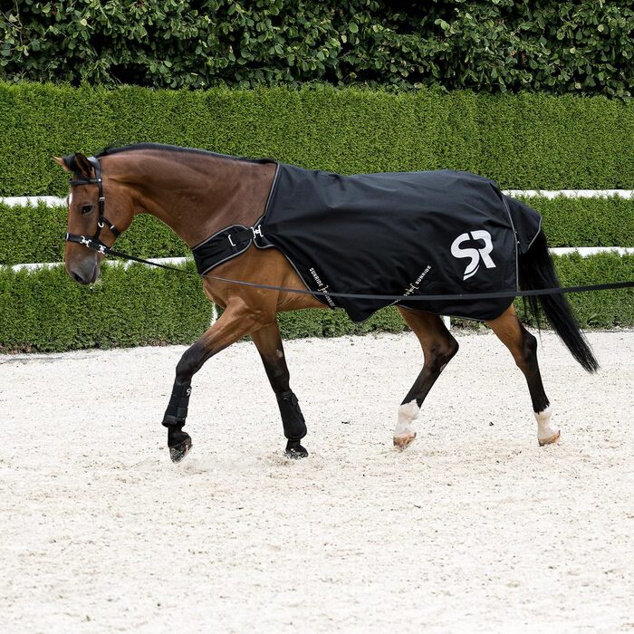 Водонепроникна ковдра для привчіння коней SUNRIDE 1200D, 165 см, чорна