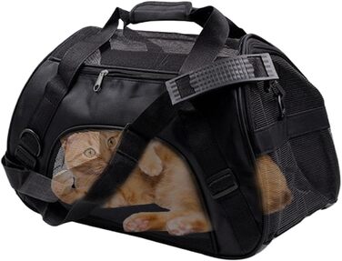 Переноска для собак Hogvinnatil, чорна, L, 15x15x8 см - дихаюча, складна, з регульованим ремінцем