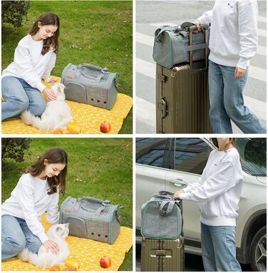 Транспортна переноска для котів середніх та маленьких порід (до 7,3 кг), м'яка, складна, для подорожей та авіаперельотів