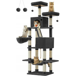 Високий ігровий комплекс для котів Feandrea by Songimcs: дряпальний стовп, лежанка та вежа (161 - 220 см)