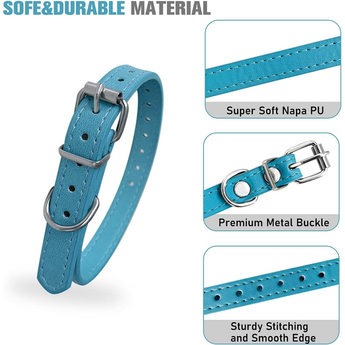 Нашийники для цуценят Periflowin, 14 шт. - м'які шкіряні нашийники для собак та котів, регульовані, для маленьких порід