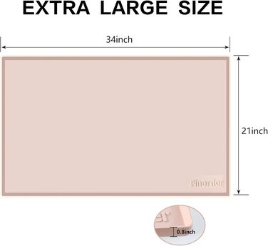 Силіконовий килимок для годівлі та води для тварин Finorder 86,4 x 53,3 см, з піднятими краями та антиковзаючою поверхнею, водонепроникний, придатний для миття в посудомийній машині (Бежевий)