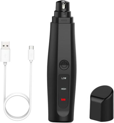 Електричний триммер для когтів домашніх тварин HEMOTON - для собак та котів. Безпечний та зручний у використанні. Чорний колір