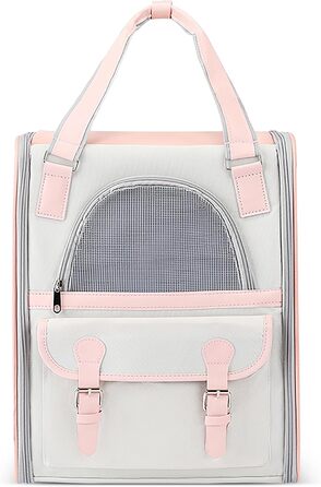 Рюкзак для тварин ALLSOPETS з сітчастим вікном: зручний та дихаючий для котів та собак, ідеальний для подорожей, прогулянок та хандерінгу. Рожевий колір.