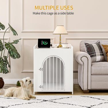 Сучасна собача будка Hzuaneri з USB та розеткою, 2 двері, 90x63x79 см, біла