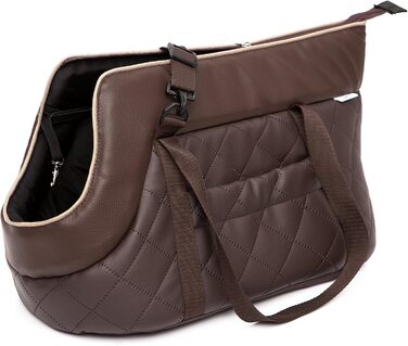 Сумка-переноска для собак та котів з екошкіри, до 2,5 кг, коричнева