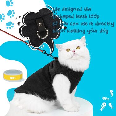 Пуловер для собак та котів, теплий флісовий пуловер, зимова куртка для собак з повідком (Аква+зелений, XL) (Червоний+чорний, M)