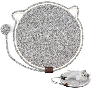 Килимок для котів KUIRUNRX® з сизалю, з іграшкою, захист меблів, натуральний килимок для дряпання, сизалевий килимок для котів, килимок-лежанка, бавовняне та льоноподібне мотузкове покриття