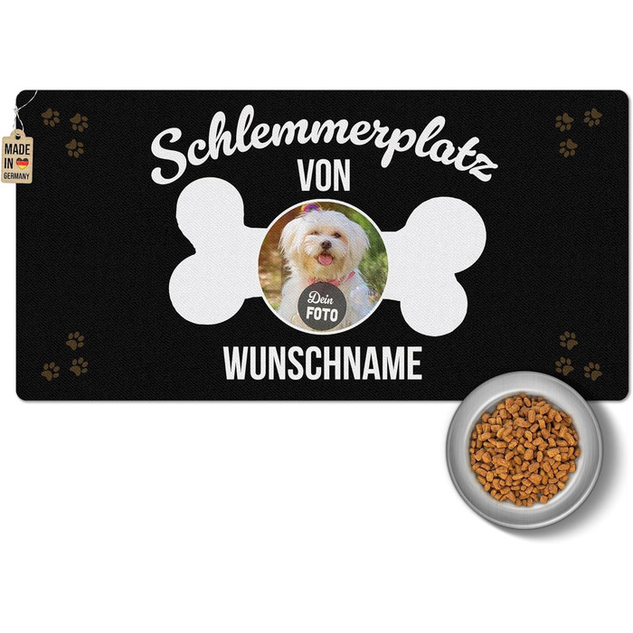 Персоналізована килимок для годування собак з іменем та фото - Royal Print, 80x40 см, миючий, неслизький