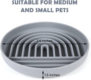 Силіконова миска для собак Slow Food, проти блювоти, не ковзає, сірого кольору