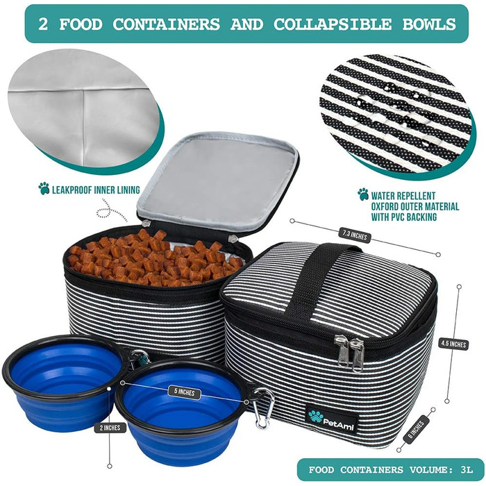 Сумка-органайзер для собак PetAmi: дорожня сумка для корму та аксесуарів, ідеальна для кемпінгу та подорожей з домашніми тваринами (середня)