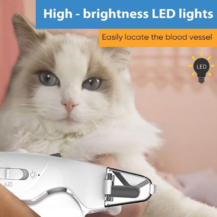 Полірувач нігтів для тварин 2-в-1 з LED-підсвічуванням, триммер для собак та котів, USB-зарядка
