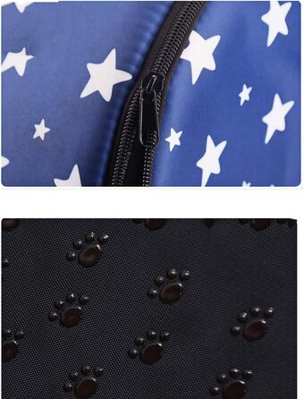 Портативне складане ліжко для собак та котів HONGBI, 2 в 1: будиночок та диван, блакитний колір з білим зірками, розмір 2XL