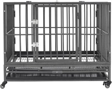 Клітка для собак з колесами vidaXL, сталева, 102x72x85 см, транспортна переноска
