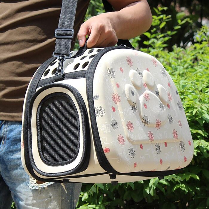 Транспортна переноска для собак та котів, комфортна, для подорожей на вулиці, середня, бежева