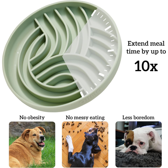 Миска OHMO Anti-Schling Napf для собак (Дерево життя), миска протиковтання для собак, котів, цуценят, здорове харчування, запобігання здуття живота, антиковзаюча, екологічне силікон, світло-зелений, L-Дерево життя