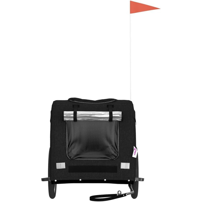 Фургон для собак VidaXL - чорний, 45 кг, з прапором та відбивачами, 69 x 133.5 x 73.5 см